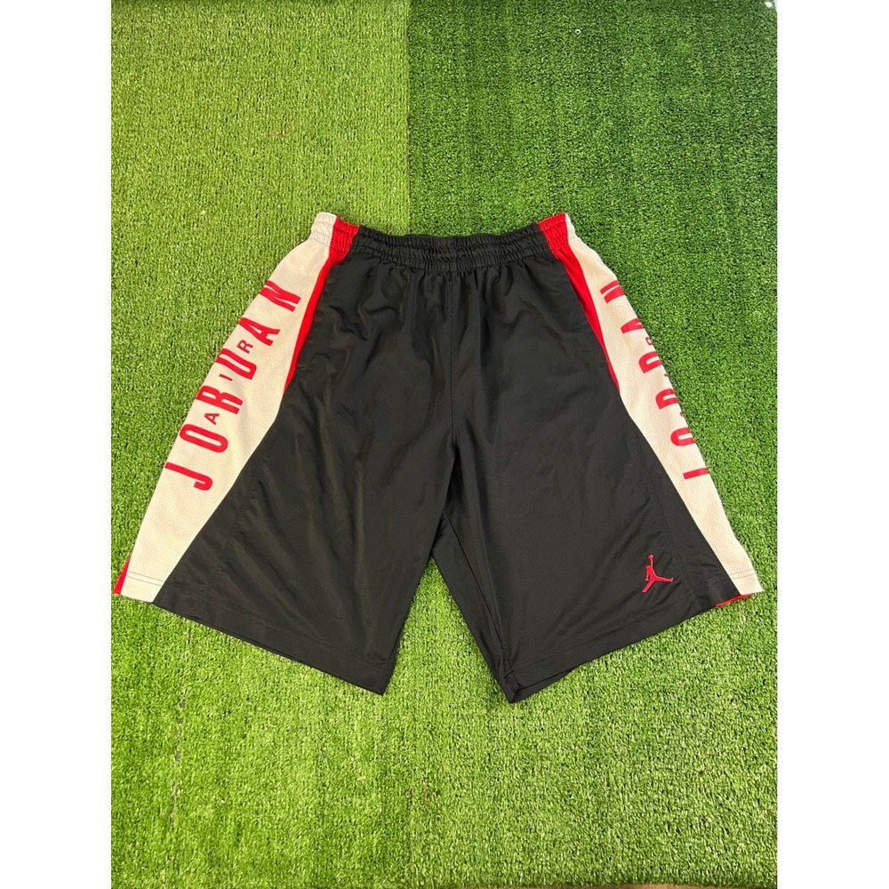 Jordan Mens XXL Dri-FIT Basketball Shorts Black Red White Jumpman Logo Mesh